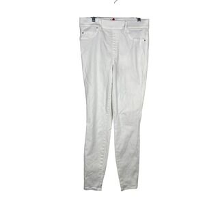 SPANX L White Stretch Denim Jeans‎ Pants Mid Rise Slim Fit Pull On READ